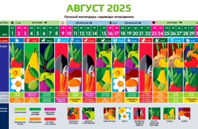 Август 2025 – календарь садовода, огородника и цветовода