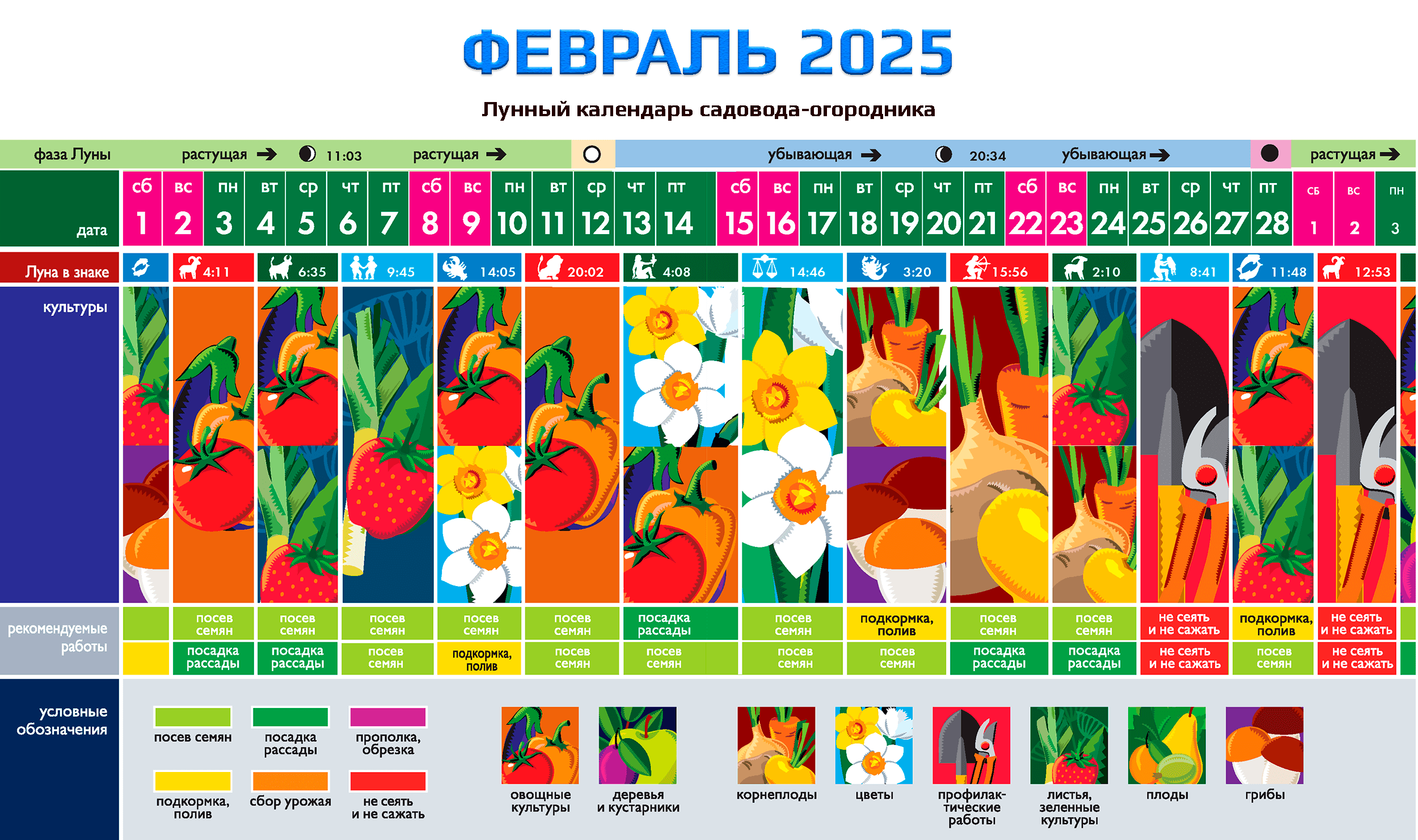 Февраль 2025 – календарь садовода, огородника и цветовода